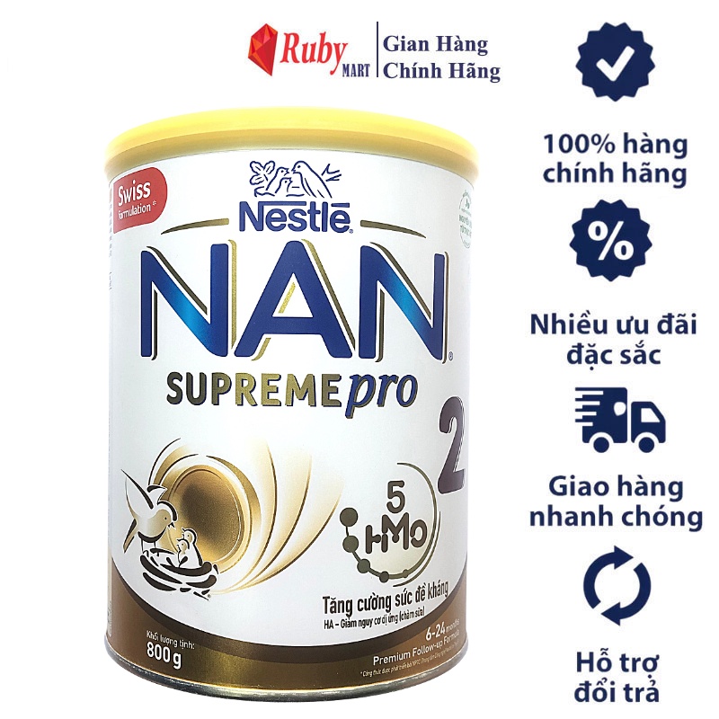 Sữa Bột Nestlé NAN SUPREME 2 - Hộp 800gram Dễ Uống