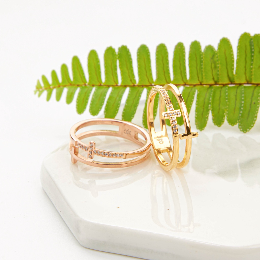 Nhẫn CDE Elsa T Crystal Dual Rose Gold Ring CDE8028