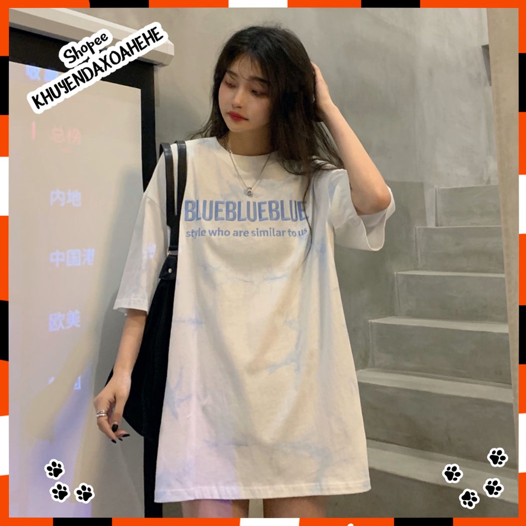 SUA003 Áo thun nam nữ loang thêu chữ 3 màu nâu hồng xanh Ulzzang Áo phông tay lỡ cộc cổ tròn form rộng unisex Hàn Quốc