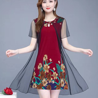 Đầm dáng ôm phối lưới xòe tay lưới ngắn cổ tàu