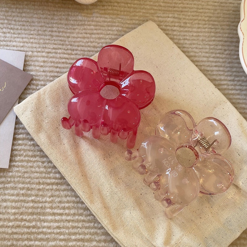 Kẹp Tóc Hình Bông Hoa Màu Trơn Đơn Giản Phong Cách retro Thời Trang Hàn Quốc