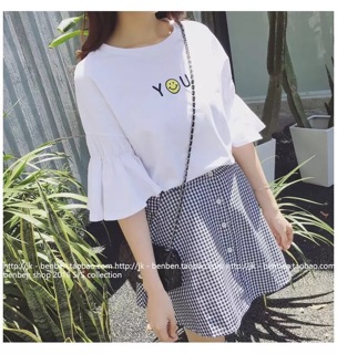Set áo và váy kẻ