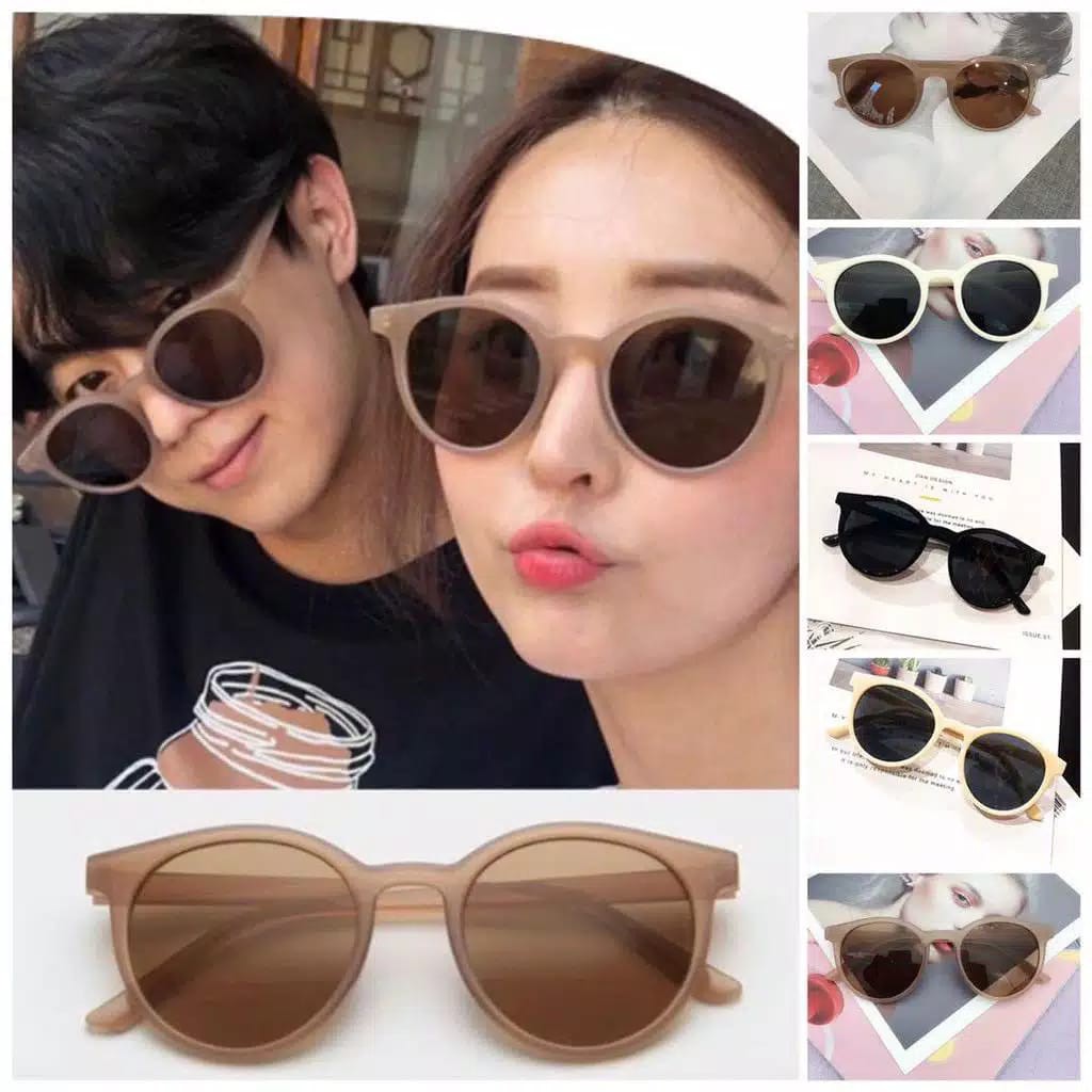Kính mát mắt mèo gọng tròn màu đen phong cách Hàn Quốc
