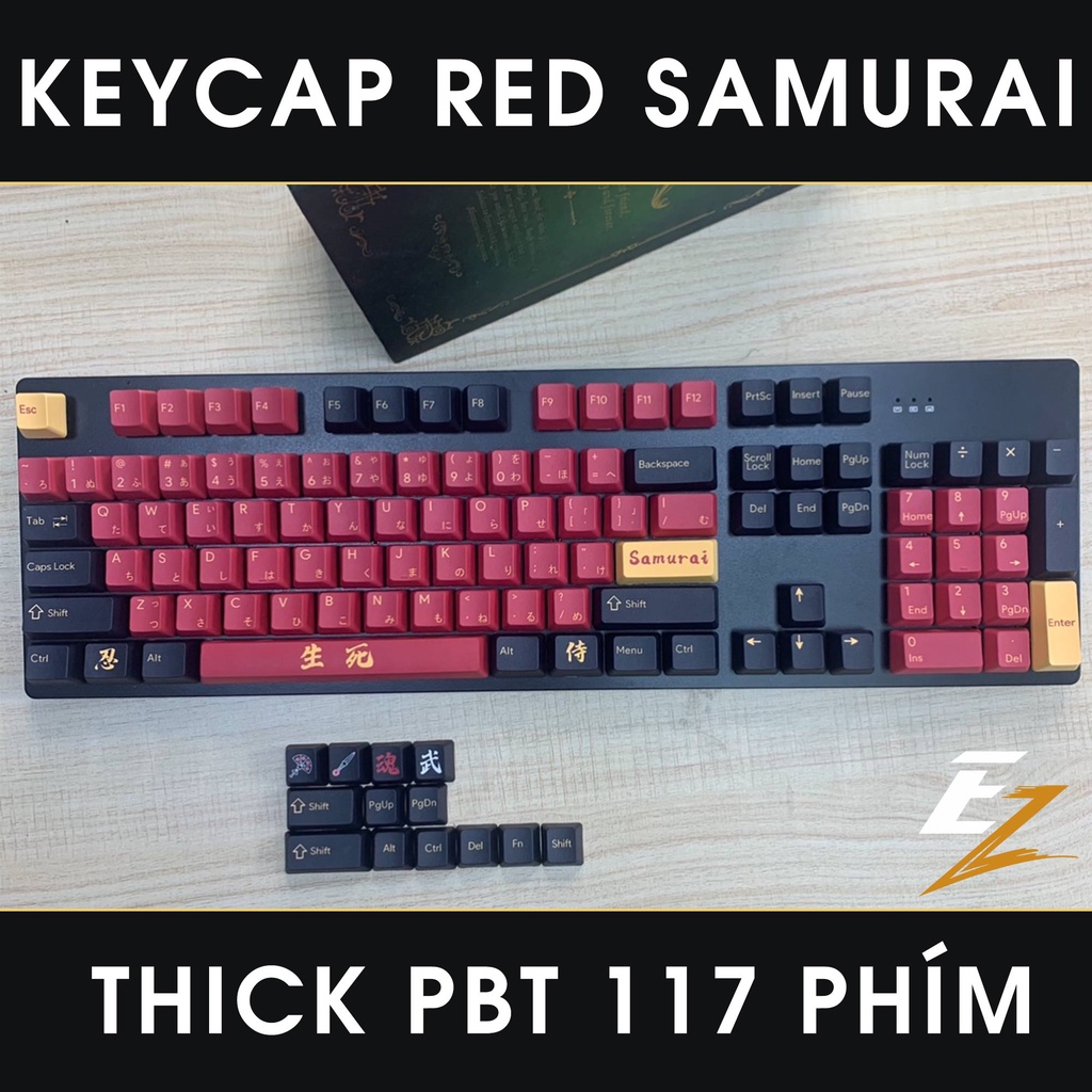 Keycap Cho Bàn Phím Cơ Red Samurai Thick PBT Dyesub 117 Phím Cherry Profile Của EZPC