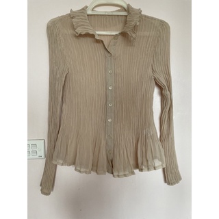 Áo 2hand Nhật kiểu dập ly size S-M màu nude
