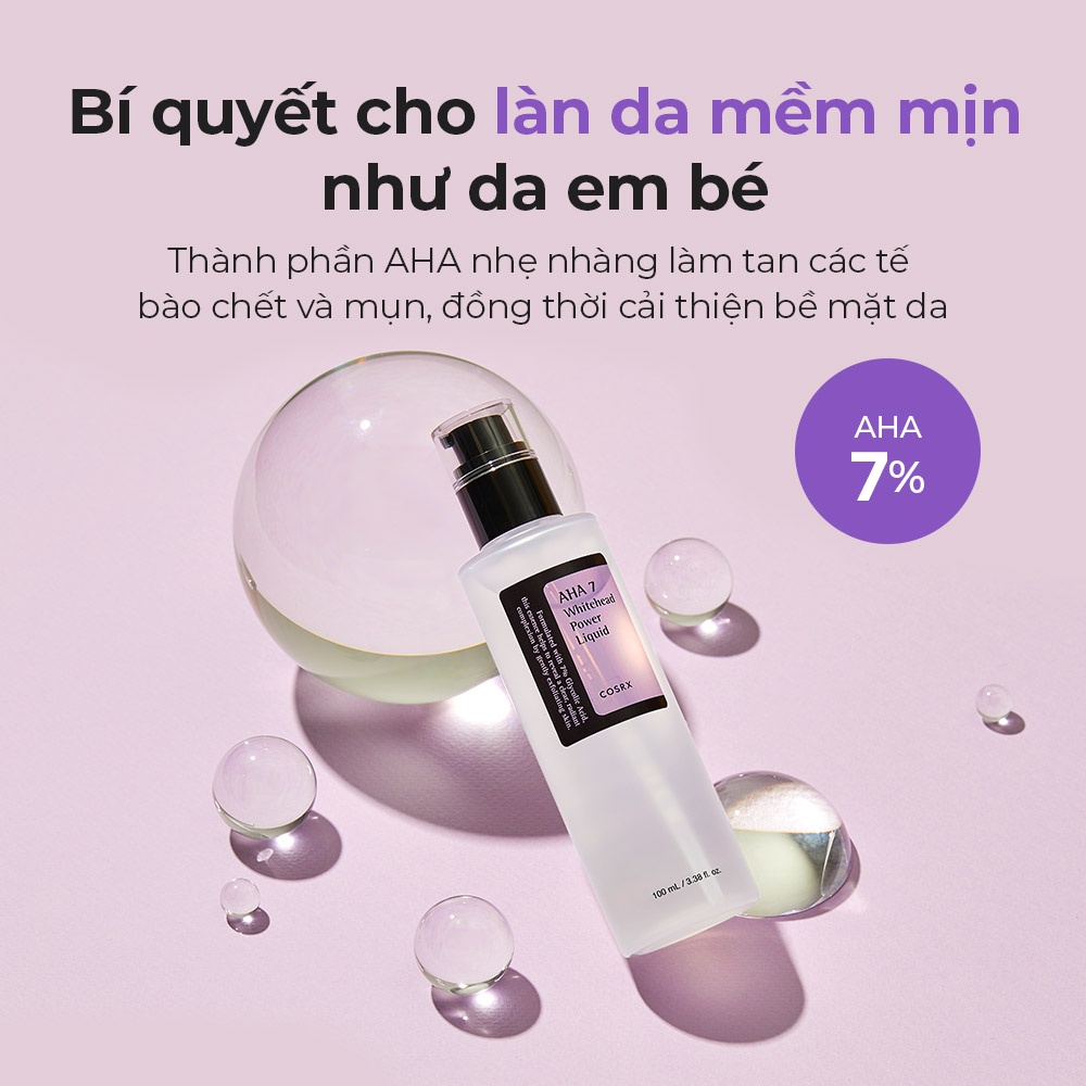 Nước cân bằng da COSRX AHA Whitehead Power Liquid AHA 7% 2% Niacinamide 2% 100mL