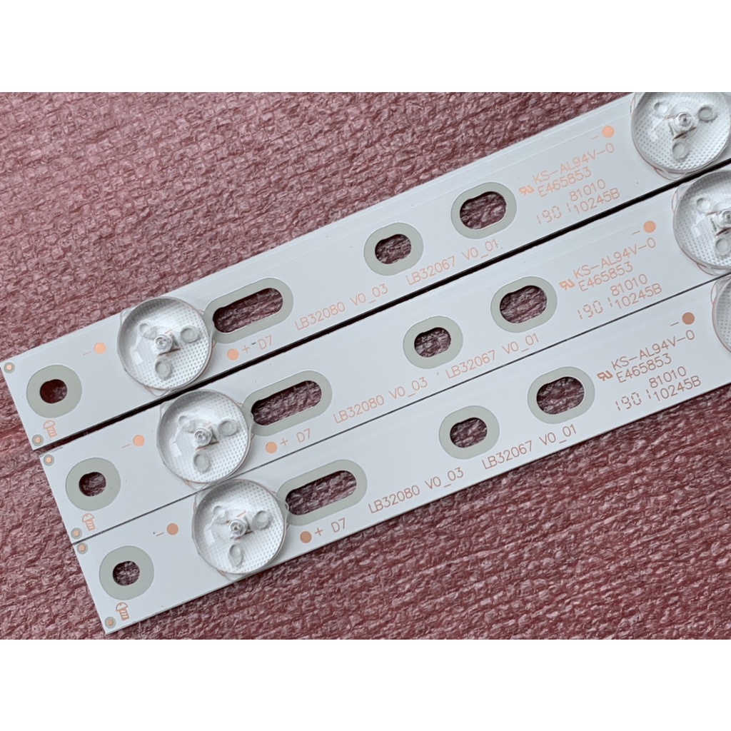 THANH LED TIVI LG 32LJ500 32LJ550D 32LH500D LB-PF3030 HÀNG MỚI 100%, BỘ 3 THANH, MỖI THANH 7 BÓNG 3V, DÀI 62cm