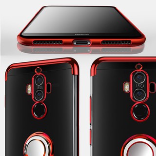 For Huawei Mate 9 Ring Stand Soft Plating Clear TPU Cover