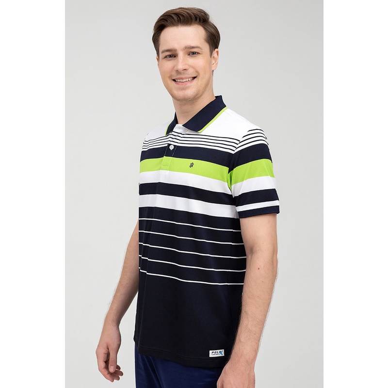Áo thun nam cổ bẻ họa tiết kẻ sọc ngang , chuẩn form, sang trọng, thanh lịch John Henry - KS22SS12P-SCHE