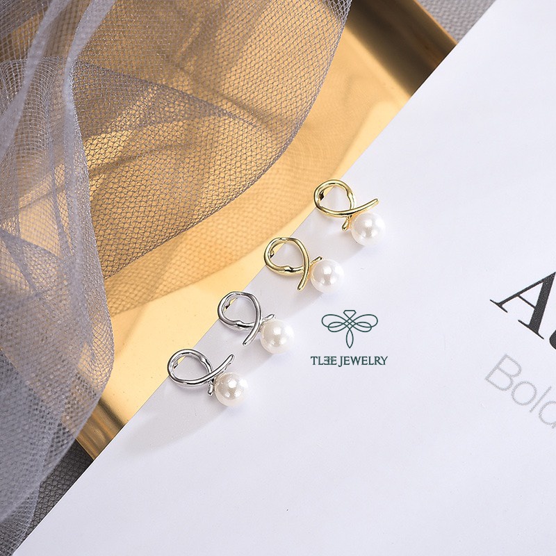 Khuyên tai bạc nữ TLEE Laura ngọc trai nhân tạo nữ tính TleeJewelry B0118