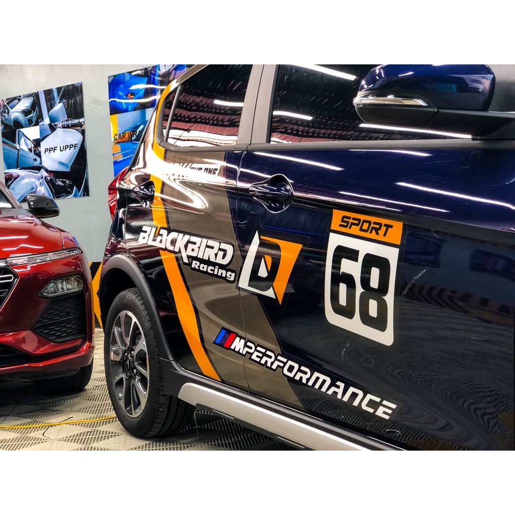 Decal mang phong cách thể thao cực chất dán trang trí xe Fadil