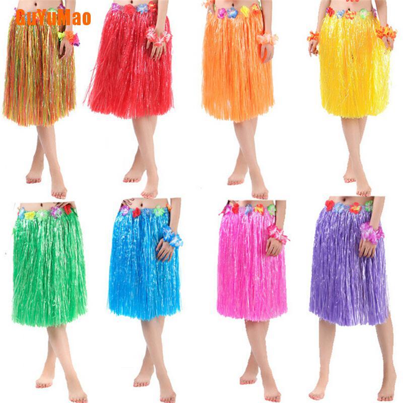 Chân Váy Hula Phong Cách Hawaii Kèm Phụ Kiện Hoa Trang Trí Cho Nữ