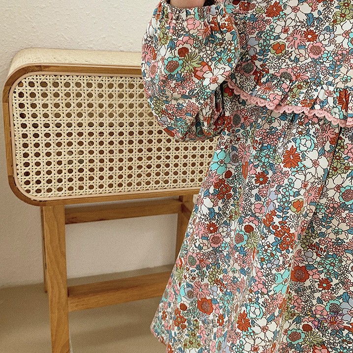 Đầm Công Chúa In Hoa Kiểu Hàn Quốc Thời Trang Mùa Thu Cho Bé Gái