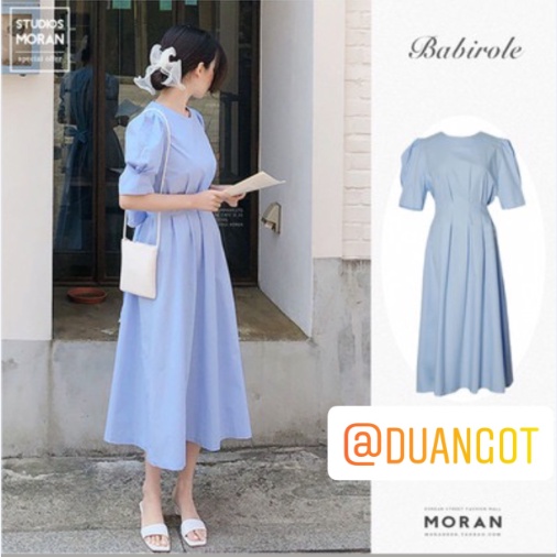 (ORDER) Váy MORAN tay phồng thắt nơ eo sau lưng điệu đà đơn giản vintage nhẹ nhàng Hàn Quốc (NEW_HOT)