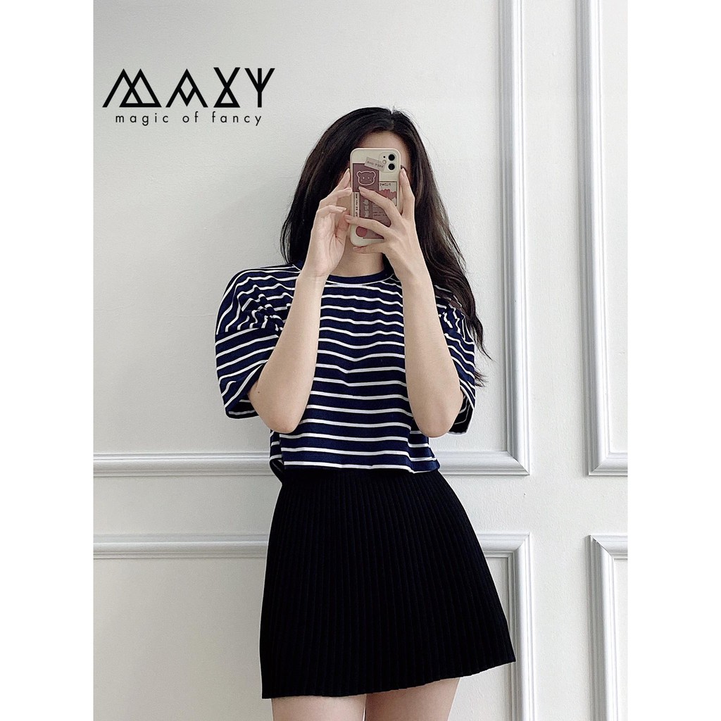 Áo croptop tay ngắn short stripped tee Maxy Workshop