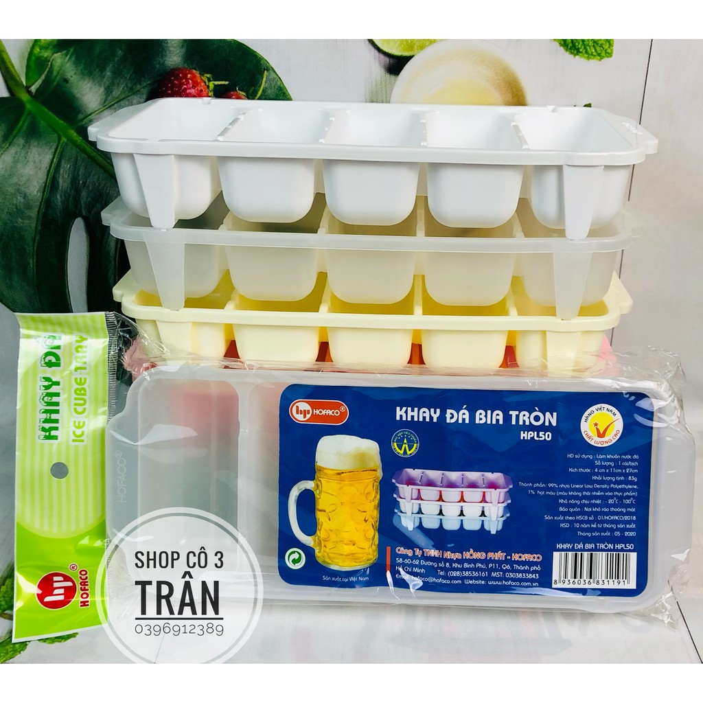 Khay đá bia 5 ngăn tròn HPL50 - Khuôn làm bánh rau cau bằng nhựa nhập khẩu cao cấp HOFACO