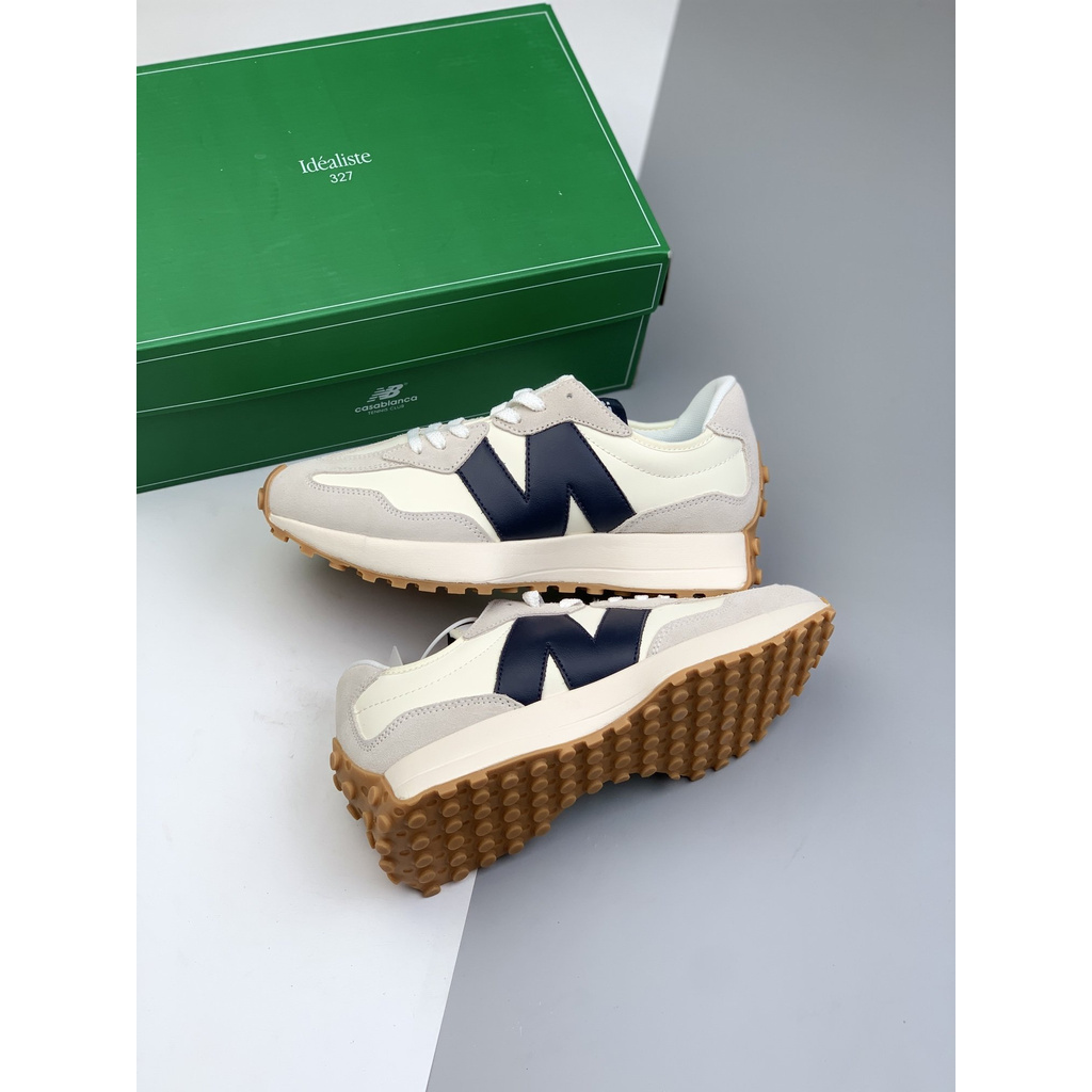 Giày Thể Thao New Staud X New Balance 100% Nữ Màu Be / Xanh Navy Ws327Kb