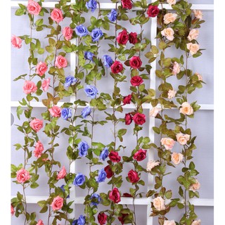 Dây leo hoa hồng trang trí dài 2m3-Dây hoa giả
