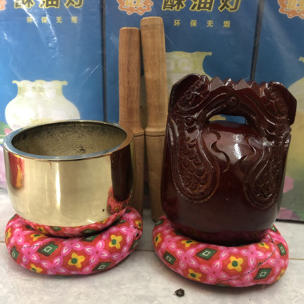 combo bộ chuông đồng mõ mít 14cm