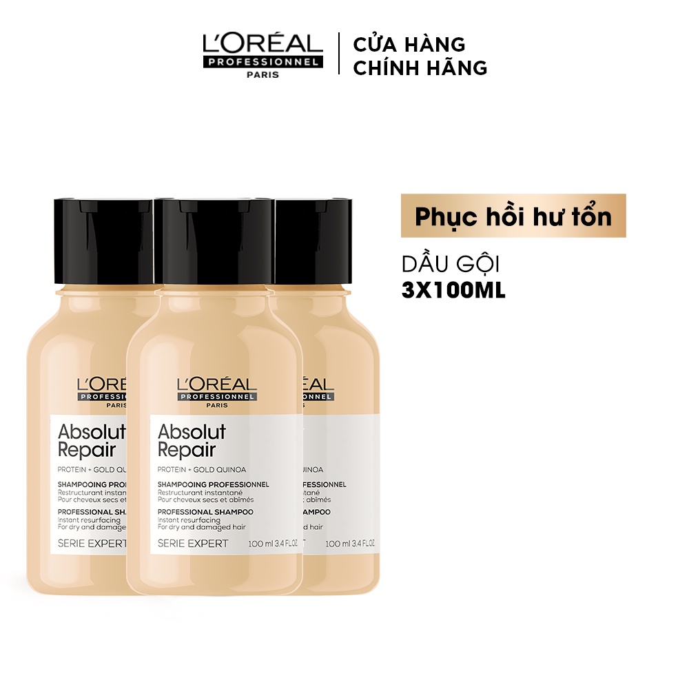 [QUÀ TẶNG KHÔNG BÁN] Combo 3 Dầu gội L'Oréal Professionnel Serie Expert Absolut Repair Gold 100ml