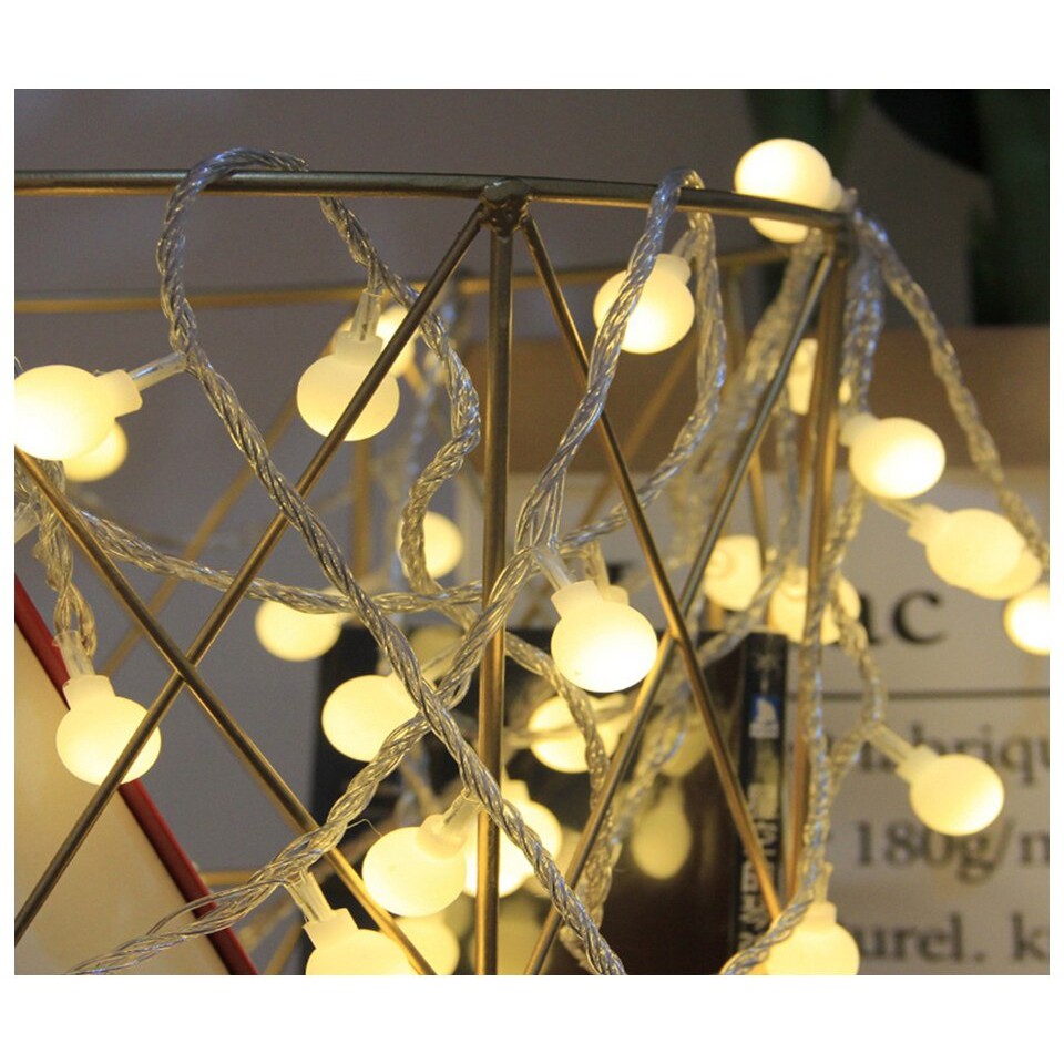 Dây Đèn Trang Trí Bóng Led Tròn Cherry Ball 6m 40 Bóng Tròn Màu Vàng Nắng Ấm Áp Dùng Pin 2A Chịu Nước