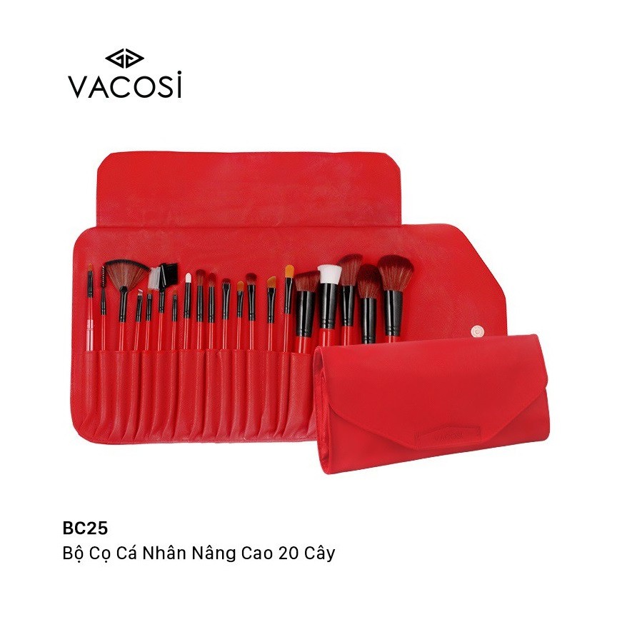 [Siêu Phẩm Mới] Bộ Cọ Trang Điểm Cá Nhân Nâng Cao Bóp Da Đỏ 20 Cây Vacosi Advanced Brush Set BC25