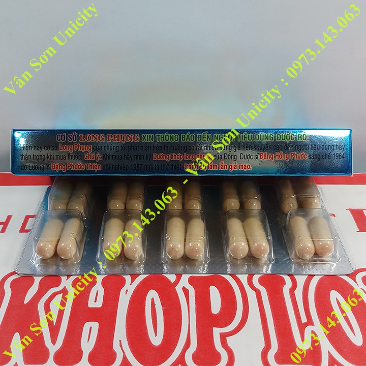 10 hộp Dưỡng Khớp Long Phụng viên nang (nhộng) trắng Đặng Hồng Phước vỉ 10 khuôn