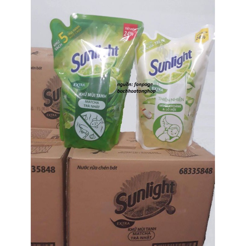 Nước rửa chén Sunlight Extra Thiên Nhiên Muối khoáng Lô hội 2.1kg date mới