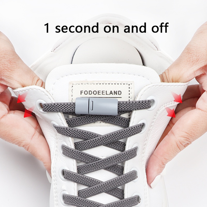 Dây Giày Co Giãn Khóa Nam Châm Nhiều Màu Sắc Không Cần Buộc Dành Cho Người Lớn Và Trẻ Em