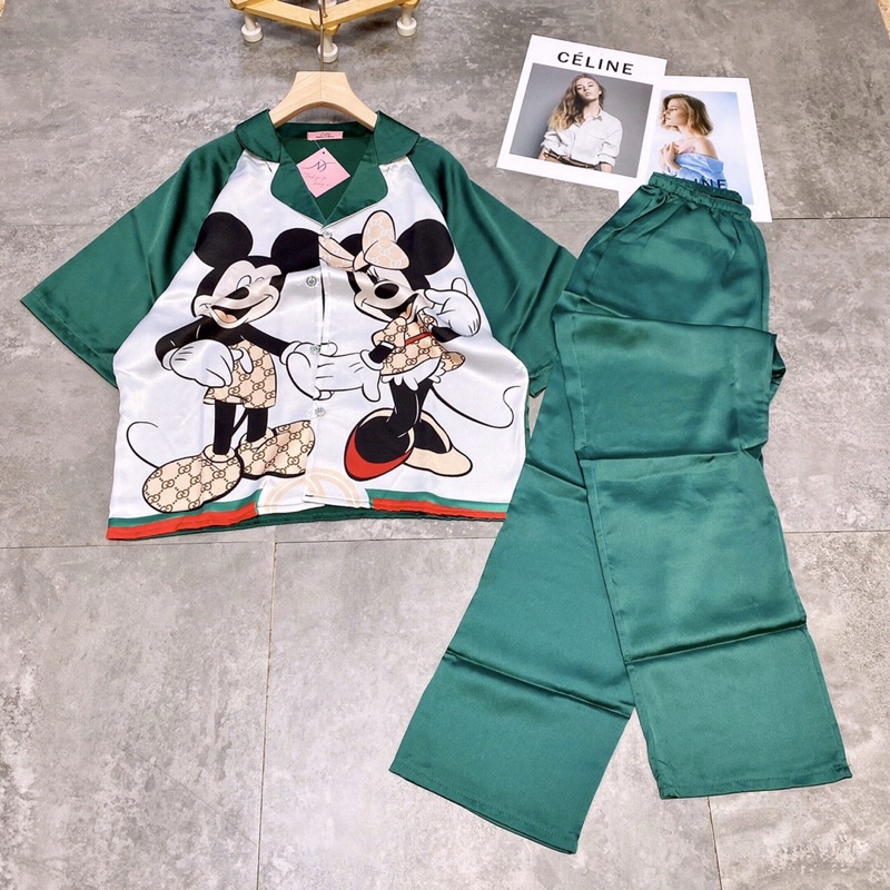 Pizama lụa latin Fom cánh dơi 3D