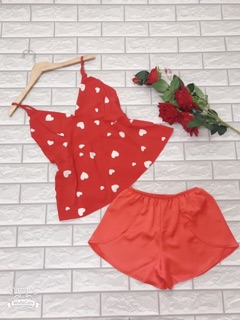 [Clip Mặc Thật] Bộ Ngủ 2 Dây Lụa Phối Satin