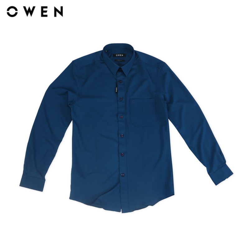 Áo Sơ mi dài tay nam Owen chất Bamboo dáng Regularfit màu xanh - AR80778D