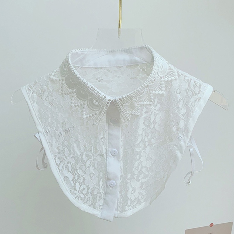 Cổ Áo Sơ Mi Giả Viền Ren Đính Nút Có Thể Điều Chỉnh Thời Trang Cho Nữ