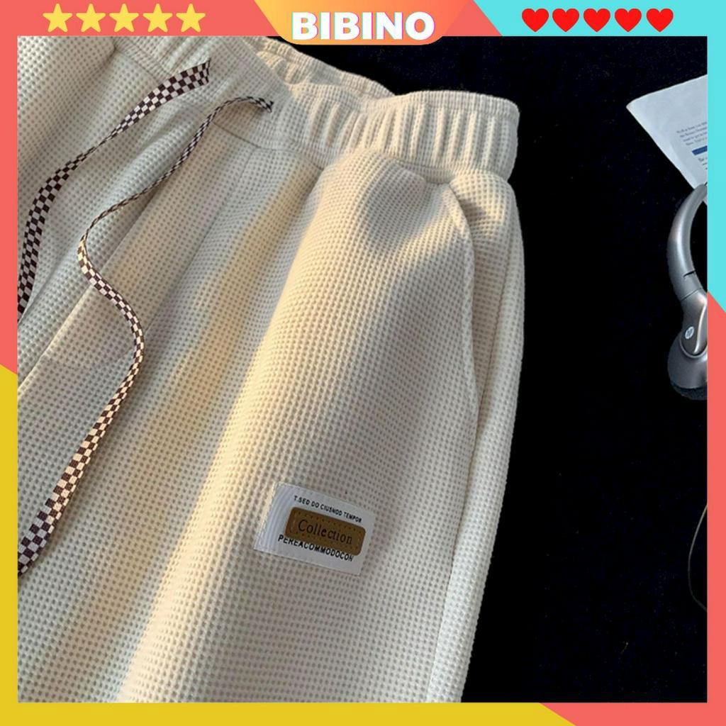 Quần ống suông form rộng nam nữ vải cotton tổ ong đẹp BIBINO Quần ống rộng baggy thời trang hàn quốc dày dặn mát mẻ QN04