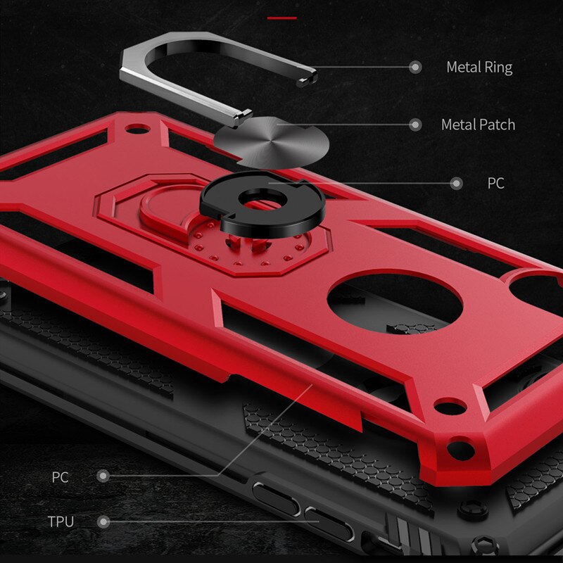 Ốp điện thoại silicon chống sốc kèm móc xỏ ngón nam châm kim loại thích hợp cho iPhone 11 Pro Max Xs Max XR X 5s SE
