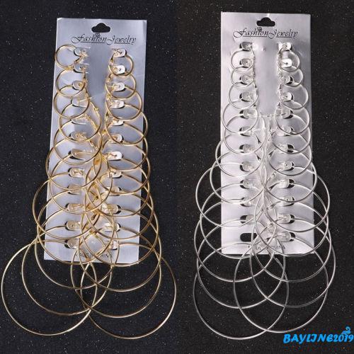 Bộ 12 đôi khuyên tai tròn thời trang độc đáo