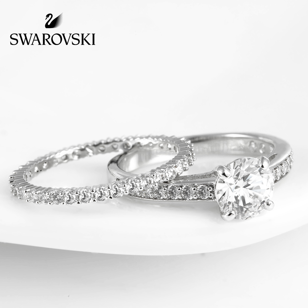 FREE SHIP Nhẫn Nữ Swarovski Thu hút lời hứa về tính cách đơn giản và nhẫn đôi tình yêu có thể xếp chồng lên nhau Ring Crystal FASHION cá tính Trang sức trang sức đeo THỜI TRANG