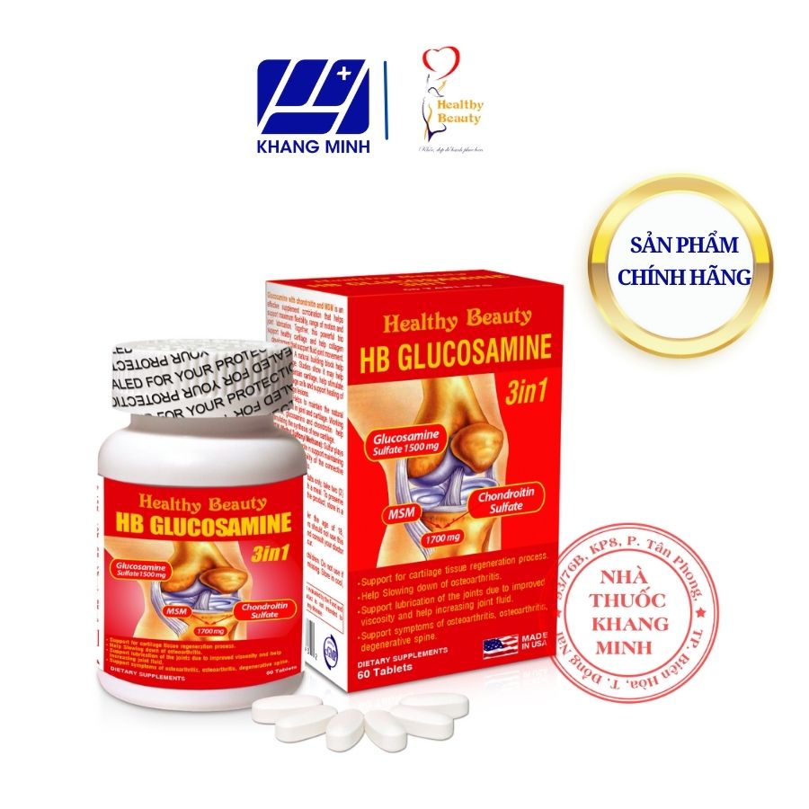 Viên Uống Chống Lão Hóa HB GLUCOSAMINE 3 IN 1 - Hỗ trợ tái tạo mô sụng, thoái hóa khớp, bôi trơn ổ khớp