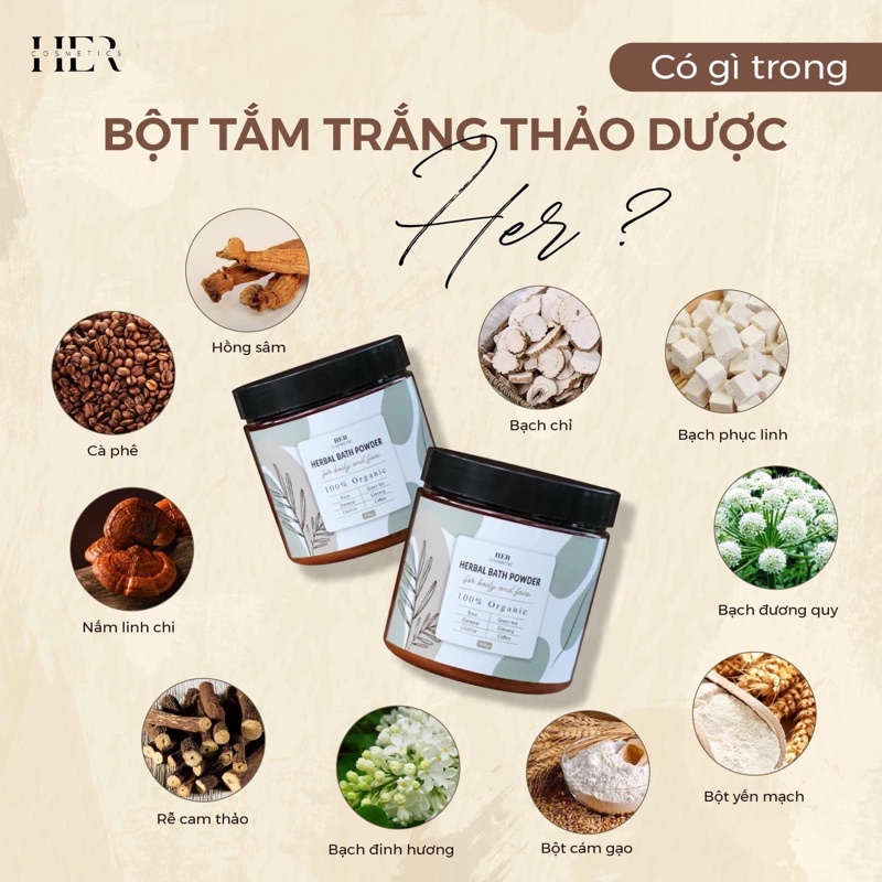 Bột Tắm Trắng Thảo Mộc Trắng Da HerCosmetic 300gr An Toàn Hiệu Quả