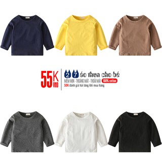 Áo thun trơn cho bé WAPYPY áo thun dài tay mỏng mặc hè cho bé chất cotton hàng xuất Âu Mỹ
