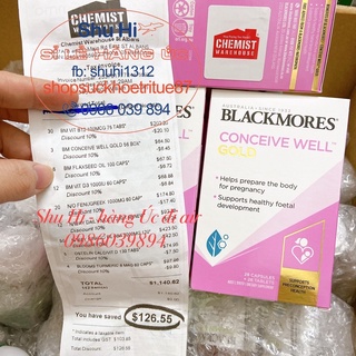Viên uống tăng khả năng thụ thai blackmores conceive well gold 56 viên úc, bổ trứng blackmores