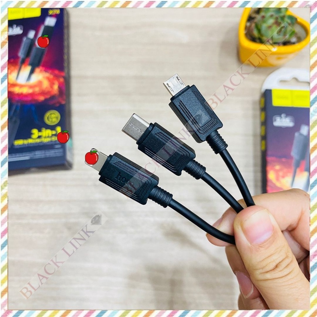 Dây Cáp Sạc 3 Đầu HOCO X74 3 in 1 Laining – Micro – Type-C - Dây Cáp Sạc Nhanh Pin Dự Phòng Tai Nghe Bluetooth I12