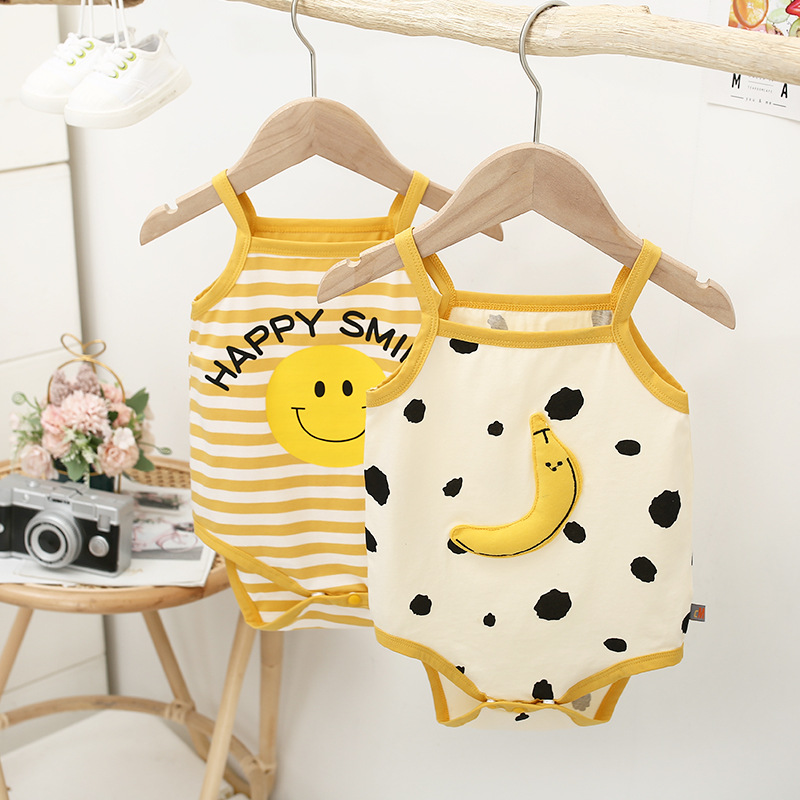 Jumpsuit 2 dây họa tiết trái chuối/mặt cười cho bé