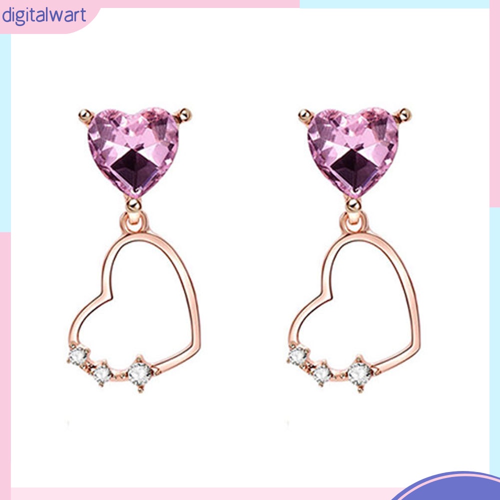 Set Dây Chuyền Và Đôi Khuyên Tai Hình Trái Tim Đính Đá Thời Trang Cho Nữ