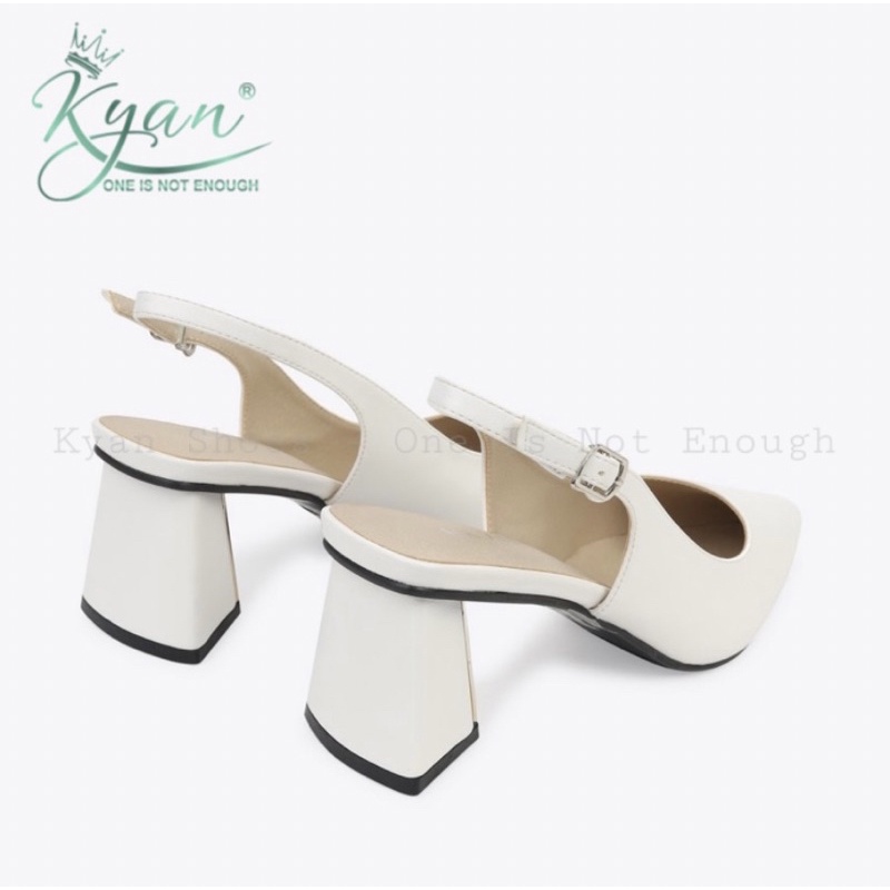 Giày Cao Gót Sling Back Clasic Da Trơn Gót Hình Học Si Đồng Cao 6 Cm KYAN00322