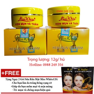 Combo 2 kem mụn miss 12g tặng 2 gói sữa rửa mặt white