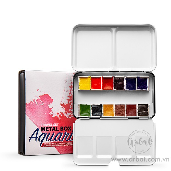 [ARBAT] Roman Szmal Aquarius - Set travel 12 màu nước halfpan