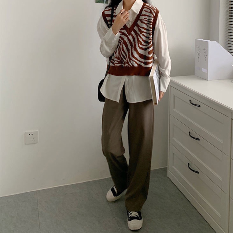 Áo IELGY sweater cotton dệt kim mặc ngoài kẻ sọc ngựa vằn phong cách Hàn Quốc