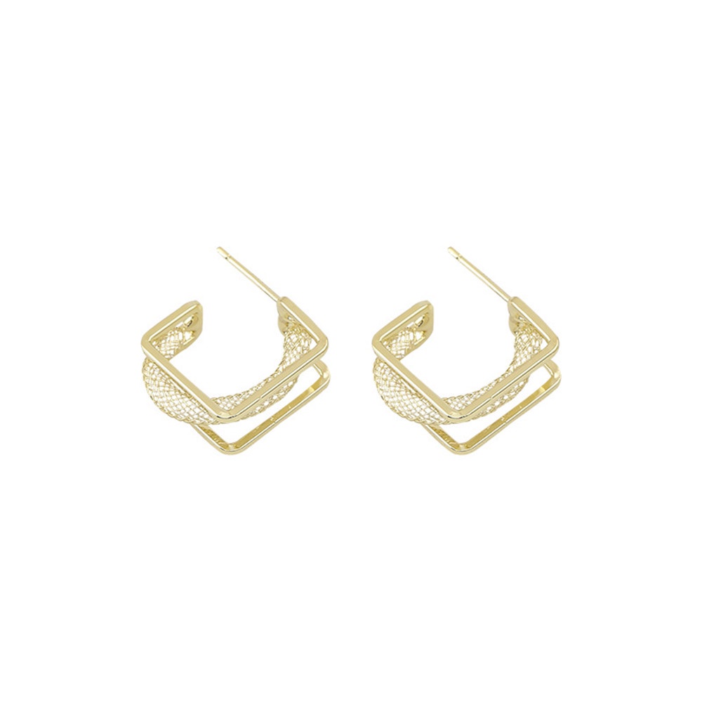 Đôi Khuyên Tai Mạ Vàng Họa Tiết Hình Học Thời Trang Cho Nữ
