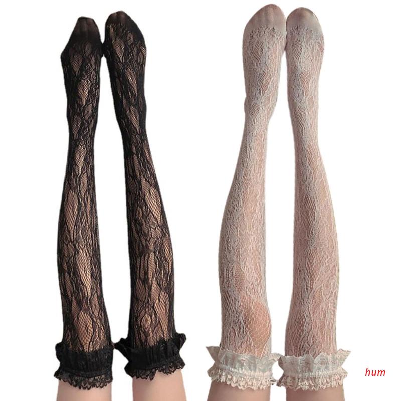 Đôi vớ dài qua bắp chân phối ren phong cách lolita gợi cảm thời trang dành cho nữ